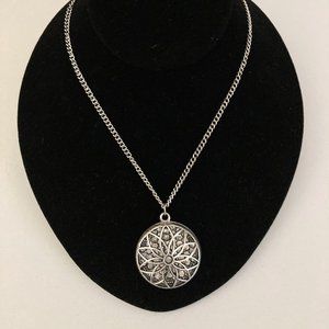 Double-sided crystal / silver statement chain necklace